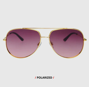 Max Polarized Aviator Sunglasses - Gold/Purple Polarized