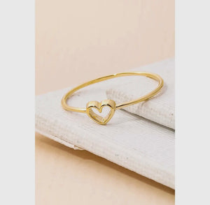 Dainty Open Heart Shape Ring - Gold