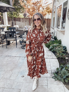 Countless Compliments Brown Abstract Dress