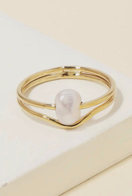 Pearl Charm Ring - Gold