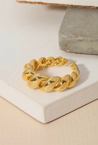Smooth Twisted Adjustable Ring - Gold