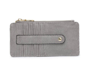 Saige Lizard Slim Card Holder Wallet - Grey