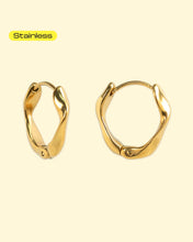 Stainless Organic Shaped Hoop Earrings - Gold