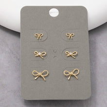 Dainty Bows Stud Earrings Set - Silver