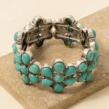 Western Turquoise Concho Floral Elastic Bracelet