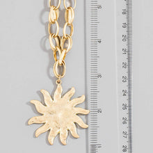Weathered Metallic Sun Pendant Chain Necklace - Gold