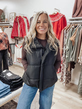 Friday Night Lights Solid Zip Up Puffer Vest - Black