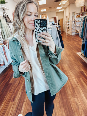 Play it Cool Relaxed Fit Denim Jacket - Dark Green