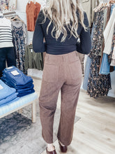 Chestnut Cropped Corduroy Patch Pocket Pants - Mocha Mousse