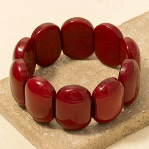 Large Round Acetate Resin Elastic Bracelet - Tortoise