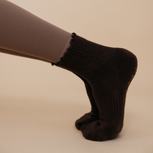 Espresso Dark Brown Neutral Pilates Grip Socks - Daily Grind