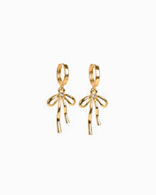 Droopy Bow Drop Huggie Earrings - Silver