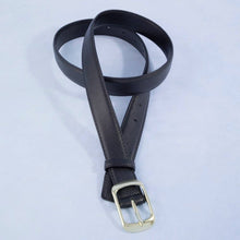 Solid Rectangle Buckle Leather Belt: Gold/Black