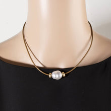 Leather Cord Baroque Pearl Station Necklace: WGBR