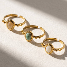 Oval Stone Beaded Accent Band Ring