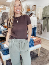 Annie Ribbed Tee - Coffee Bean