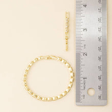 Oval Bezel Set Cz Line Tennis Bracelet: Gold