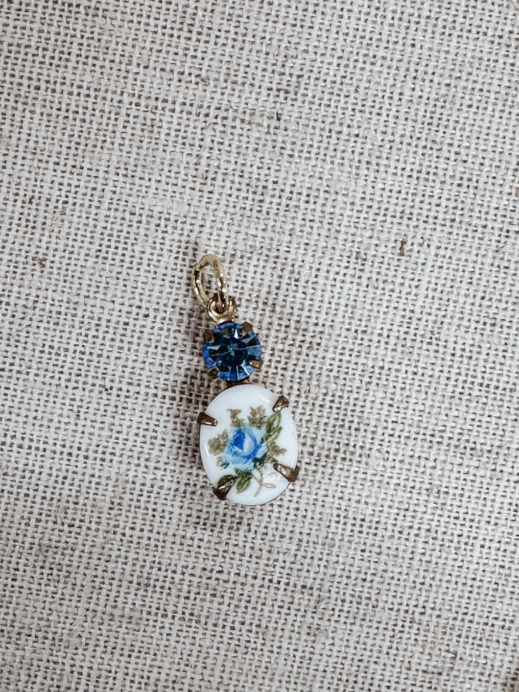 Blue Rose Flower with Crystal Pendant Charm Bar