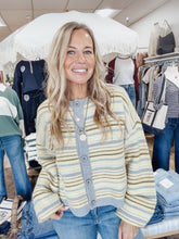 Sunday Morning Stripe Button Up Cardigan - Lemon/Grey