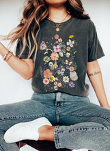 Meadow Breeze Wildflowers Floral Vintage Graphic T-Shirt - Pepper