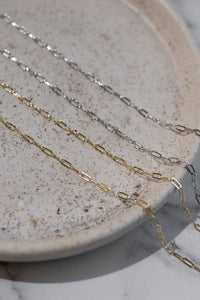 Mini Paperclip Chain Necklace | Threader Charm Necklace  : Gold / 16" + 2"