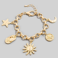 Moon Star Sun Charms Chain Bracelet