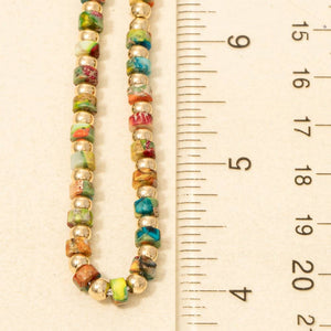 Metallic And Semi Precious Stone Beaded Necklace - Multi