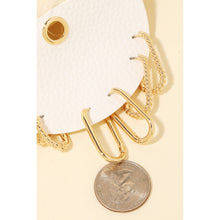 Metallic Oval Hinge Hoop Earrings Set - Gold