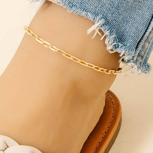 Rectangle Chain Link Anklet - Silver