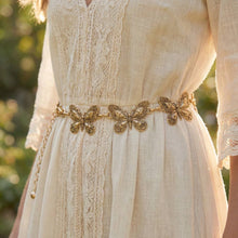 Antique Gold Filigree Butterfly Link Chain Belt: S