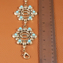Turquoise Floral Concho Chain Belt - Silver