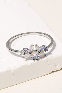 Double Flower Delicate Ring - Silver