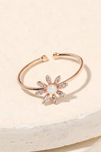 Gold Dipped Opal Flower Fashion Ring - Gold