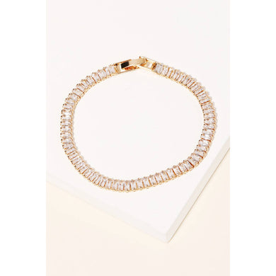 Baguette Rhinestone Tennis Bracelet - Gold