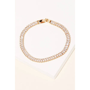 Baguette Rhinestone Tennis Bracelet - Gold