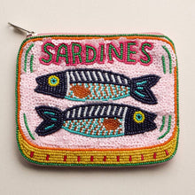 Beaded Sardine Tin Clutch | Pink Hand-Embroidered Sequin Zip Pouch