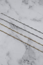 Mini Paperclip Chain Necklace Threader Charm Bar Necklace - Gold 16" + 2"