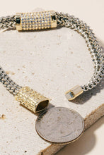 Cz Pave Bar 2 Tone Layered Chains Magnetic Bracelet