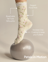 The Floral Grip Sock: Blue Roses - Lagree & Pilates