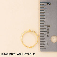 Adjustable Baguette Cz Station Band Ring: Gold
