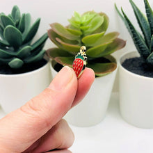 Red Enamel Strawberry Charm Bar, 17x10mm