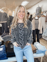 Retro Tide Cable Knit Pullover Sweater - Charcoal