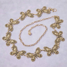 Antique Gold Filigree Butterfly Link Chain Belt: S