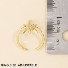 Pave Cz Starburst Adjustable Ring: Gold