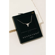 Secret Box Cz Stud Bull Head Pendant Necklace - Gold