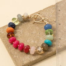 Mixed Faceted And Marble Resin Disc Beaded Toggle Bracelet