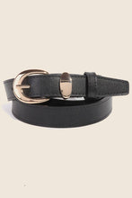 Metallic Crescent Buckle Leather Belt - Taupe/Gold