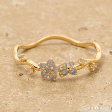 Gold Dipped Cz Wavy Flower Studded Ring - Gold