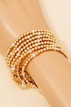 Layered Pearl And Metallic Beaded Bracelet Set - Silver