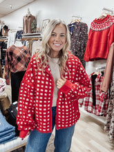 Holiday Chalet Check Sherpa Jacket - Red/Cream